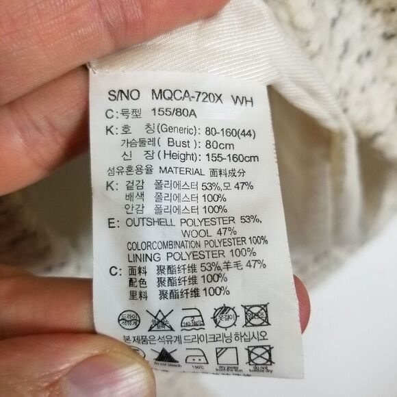 Mind Bridge Women Wool  Blend Zip Up Peacoat  Sz S Textured Pockets Beige - Picture 8 of 8